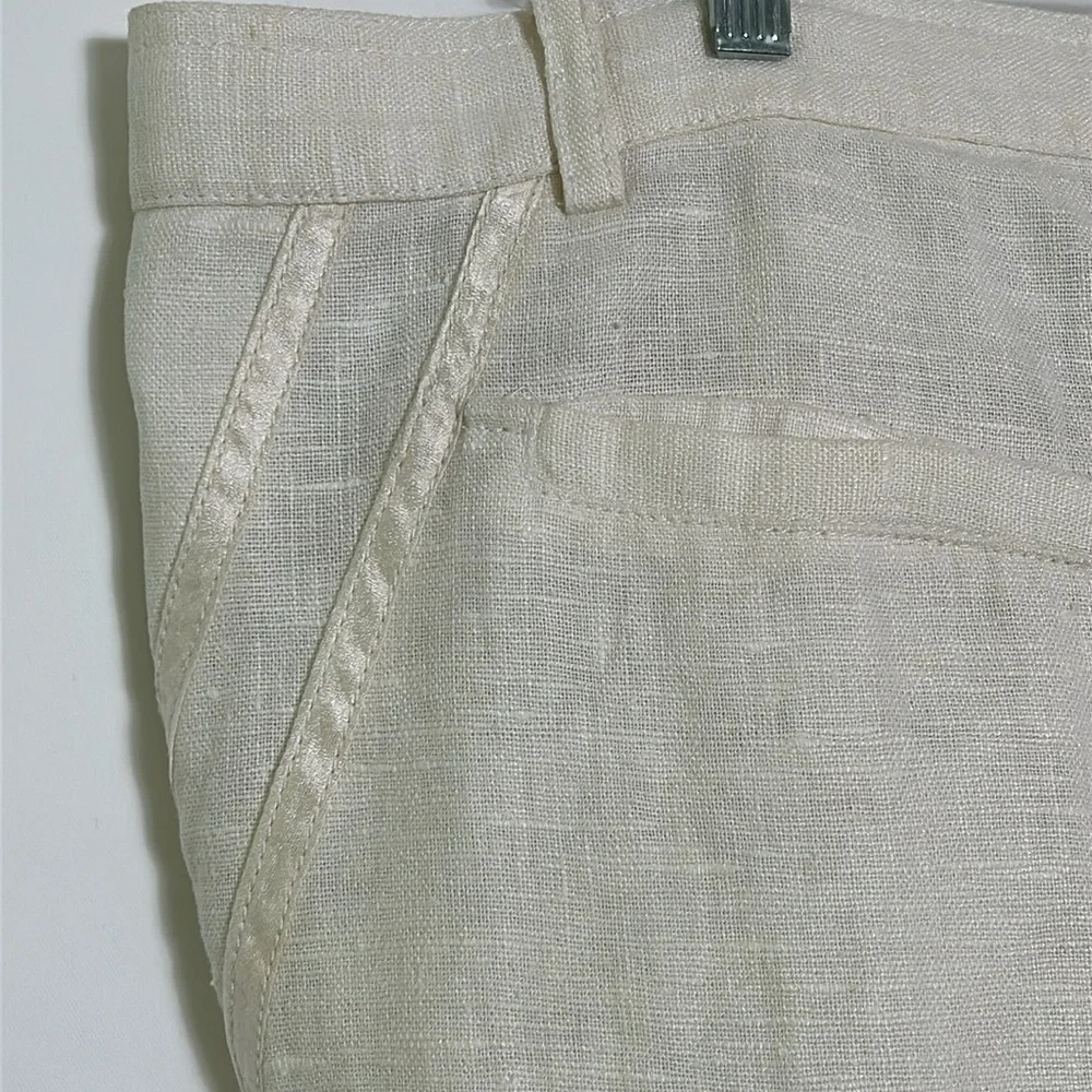 Versace Men's Size US 32 Euro 42 Made in Italy 2007 Cream Pants Linen Silk Trim